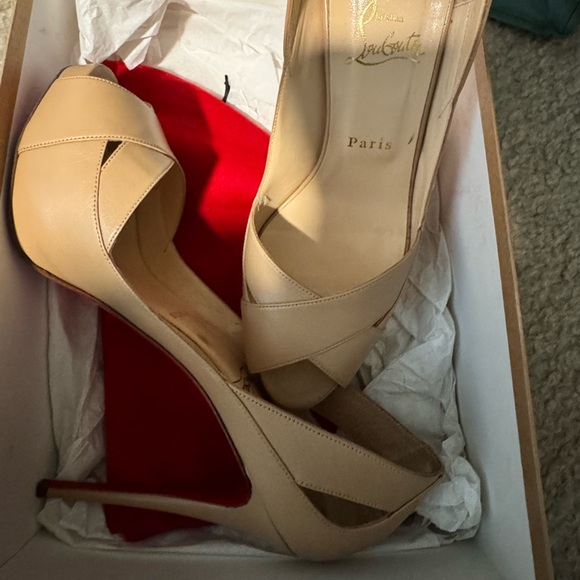 Christian Louboutin Shoes - Christian Louboutin beige peep toe pumps. Dust bag included no box.  Size 39.5.